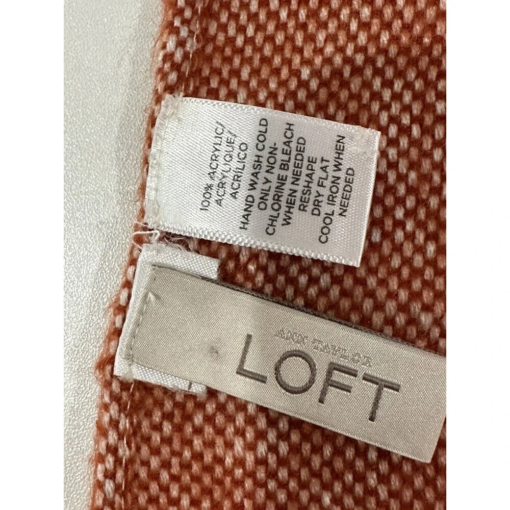 Ann Taylor LOFT Chevron Fringe Blanket Scarf Brown Pink Peach - One Size